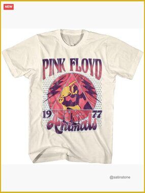 Vintage Style Pink Floyd Animals Graphic T-Shirt, 100% Cotton